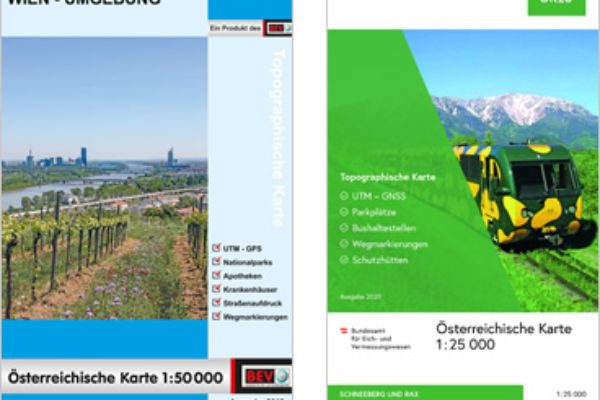 Das Bild zeigt die Titelbilder der beiden Gebietskarten, namentlich, 